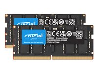 Crucial - DDR5 - sats - 64 GB: 2 x 32 GB - SO DIMM 262-pin - 3200 MHz / PC5-51200 - CL52 - 1.1 V - klockad - on-die ECC CT2K16G64C52CS5
