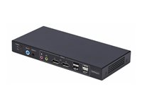 StarTech.com 2-Port Dual-Monitor DP KVM Switch w/Video Matrix, 4K 60Hz - Omkopplare för tangentbord/video/mus/ljud/USB - 2 x KVM/ljud/USB - 1 lokal användare - skrivbordsmodell - TAA-kompatibel P2ADD121D-KVM-SWITCH