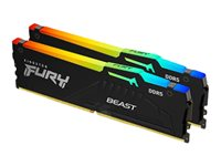 Kingston FURY Beast RGB - DDR5 - sats - 16 GB: 2 x 8 GB - DIMM 288-pin - 6000 MHz / PC5-48000 - CL40 - 1.1 V - ej buffrad - on-die ECC KF560C40BBAK2-16