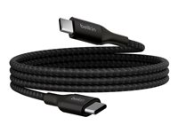 Belkin BoostCharge - USB-kabel - 24 pin USB-C (hane) till 24 pin USB-C (hane) - USB 2.0 - 1 m - stöd för strömleverans på upp till 240 W - svart CAB015BT1MBK