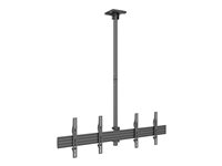 Multibrackets M Ceiling Mount Pro MBC2X1U - Monteringssats (takplatta, klämfäste för stång, skyddslock för takplatta, 4 lutningsarmar, 2 förlängningsrör (1,5 m), 3 skenor) - för 2 LCD-bildskärmar - aluminium, stål - svart - skärmstorlek: 40"-65" - takmonterbar 7350073733460