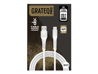 GRATEQ PRO - USB-kabel - USB typ A (hane) till 24 pin USB-C (hane) - 3 A - 1.5 m - snabbladdning - vit 86001GC