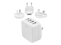 StarTech.com 4-Port Travel USB Wall Charger - 34W/6.8A International Travel Adapter - White - Portable USB Charging Station (USB4PACBK) - Strömadapter - 34 Watt - 6.8 A - 4 utdatakontakter (USB) - vit - för P/N: USBLT1MW, USBLT1MWS, USBLT2MBR, USBLT2MW, USBLT30CMW, USBLTM1MBK, USBLTM1MWH USB4PACWH