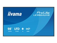 iiyama ProLite LE9864UHS-B1AG - 98" Diagonal klass (97.5" visbar) LED-bakgrundsbelyst LCD-skärm - digital skyltning - med inbyggd SoC-mediespelare - 4K UHD (2160p) 3840 x 2160 - svart ram med matta ytor LE9864UHS-B1AG