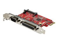 StarTech.com PCIe-kort med seriell och parallell port - PCI Express kombokortadapter med 1x DB25 parallell port och 1x RS232 seriell port - Expansions-/kontrollerkort - PCIe-skrivarkort - Parallellt/seriellt kort - PCIe 2.0 låg profil - IEEE 1284 x 1 + RS-232 x 1 - röd PEX1S1P950