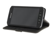 Insmat Exclusive Flip Case - Vikbart fodral för mobiltelefon - genuint läder - svart - för Samsung Galaxy Xcover 4 650-2571