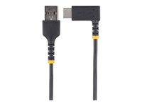 StarTech.com 1ft (30cm) USB A to C Charging Cable Right Angle, Heavy Duty Fast Charge USB-C Cable, USB 2.0 A to Type-C, Durable and Rugged Aramid Fiber, 3A, S20/iPad/Pixel - High Quality USB Charging Cord (R2ACR-30C-USB-CABLE) - USB-kabel - USB (hane) rak till 24 pin USB-C (hane) högervinklad - Thunderbolt 3 / USB 2.0 - 3 A - 30 cm - svart R2ACR-30C-USB-CABLE