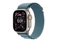 Apple Watch Ultra 3 - 49 mm - naturlig titan - Ja smart klocka med Alpine Loop - textil - ljusblå - bandstorlek: M - 64 GB - LTE, NFC, Wi-Fi 4, UWB, Bluetooth - 5G - 61.6 g MEWM4KS/A