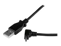 StarTech.com 1m Micro USB Cable Cord - A to Up Angle Micro B - Up Angled Micro USB Cable - 1x USB A (M), 1x USB Micro B (M) - Black (USBAUB1MU) - USB-kabel - mikro-USB typ B (hane) till USB (hane) - USB 2.0 - 1 m - 90° kontakt, formpressad - svart USBAUB1MU