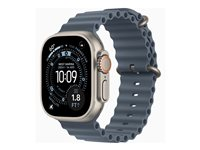 Apple Watch Ultra 3 - 49 mm - naturlig titan - Ja smart klocka med Ocean-band - fluoroelastomer - ankare blå - handledsstorlek: 130-200 mm - 64 GB - LTE, Wi-Fi 4, UWB, Bluetooth, NFC - 5G - 61.6 g MEWH4KS/A
