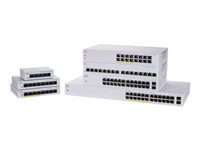 Cisco Business 110 Series 110-24PP - Switch - ohanterad - 12 x 10/100/1000 (PoE) + 12 x 10/100/1000 + 2 x kombinations-Gigabit SFP - rackmonterbar, skrivbordsmodell, väggmonterbar - PoE (100 W) - återanvänd CBS110-24PP-UK-RF
