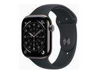 Apple Watch Series 11 (GPS + Cellular) - 46 mm - skiffer titan - smart klocka med sportband - fluoroelastomer - svart - bandstorlek: S/M - 64 GB - Bluetooth, LTE, Wi-Fi 4, UWB - 5G - 43.1 g MFD14QN/A