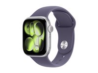 Apple Watch Series 11 (GPS) - 42 mm - silveraluminium - smart klocka med sportband - fluoroelastomer - lila dimma - bandstorlek: M/L - 64 GB - Wi-Fi 4, UWB, Bluetooth - 30.3 g MEU74QN/A