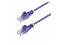 StarTech.com 50cm Purple Slim CAT6 Ethernet Cable, Snagless, 28AWG, LSZH - Patch-kabel - RJ-45 (hane) till RJ-45 (hane) - 50 cm - 3.6 mm - UTP - CAT 5/5e/6 - IEEE 802.3bt - halogenfri, hakfri - lila N6PAT50CMPLS