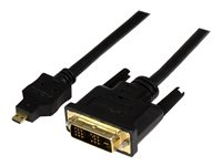 StarTech.com 1 m Micro HDMI till DVI-kabel - Micro HDMI till DVI-kabeladapter - Micro HDMI Type-D enhet till DVI-D Single Link monitor/skärm/projektor Videokonverterarkabel - Hållbar - Adapterkabel - DVI-D hane till 19 pin micro HDMI Type D hane - 1 m - skärmad - svart HDDDVIMM1M