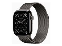 Apple Watch Series 11 (GPS + Cellular) - 42 mm - skiffer titan - smart klocka med milanesisk loop - nät av rostfritt stål - skiffer - handledsstorlek: 130-200 mm - 64 GB - Bluetooth, LTE, Wi-Fi 4, UWB - 5G - 34.6 g MF8U4QN/A