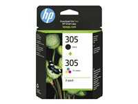 HP 305 - 2-pack - svart, färg (cyan, magenta, gul) - original - blister - bläckpatron - för Deskjet 23XX, 27XX, 28XX, 41XX, 42XX; DeskJet Plus 41XX; ENVY 60XX, 64XX; ENVY Pro 64XX 6ZD17AE#301