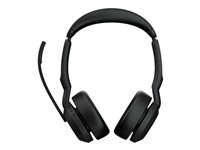 Jabra Evolve2 55 UC Stereo - Headset - på örat - Bluetooth - trådlös - aktiv brusradering - USB-C - svart - Zoomcertifierad, Cisco Webex Certified, Alcatel-Lucent-certifierad, Avaya-certifierad, Unify-certifierad, MFi-certifierad, Google Meet-certifierad, Amazon Chime-certifierad 25599-989-899