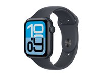 Apple Watch SE 3 (GPS + Cellular) - 44 mm - midnattsaluminium - smart klocka med sportband - fluoroelastomer - midnatt - bandstorlek: M/L - 64 GB - LTE, Wi-Fi 4, Bluetooth - 5G - 33 g MEPJ4QN/A