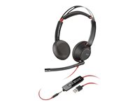 Poly Blackwire 5220 - Blackwire 5200 series - headset - på örat - kabelansluten - USB-A, 3,5 mm kontakt - svart - Certifierad för Microsoft-teams, Certifierad för Skype for Buisness, Cisco Jabber-certifierad, Avaya-certifierad 80R97AA