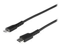 StarTech.com 1m tålig, svart USB-C till Blixtkabel - Hård, tålig aramifiber USB typ A till Blixtladdare/synkron strömsladd - Apple MFi-certifierad iPad/iPhone 12 - Lightning-kabel - Lightning hane till USB-C hane - 1 m - svart RUSBCLTMM1MB