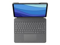 Logitech Combo Touch - Tangentbord och foliefodral - med pekdyna - bakgrundsbelyst - Apple Smart connector - QWERTY - hela norden - oxford-grå - för Apple 11-inch iPad Pro (1:a generation, 2a generation, 3:e generationen) 920-010147