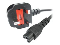 StarTech.com 2 m brittisk strömkabel för bärbara datorer, BS 1363 till C5 (Clover Leaf), 2,5 A 250 V, 18AWG, brittisk ersättningsnätsladd för bärbara datorer, nätsladd för skrivare, laddarkabel för bärbara datorer, strömförsörjningskabel för bärbara datorer - Strömkabel - IEC 60320 C5 till BS 1363 (hane) - AC 250 V - 2 m - formpressad - svart PXTNB3SUK2M