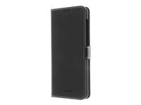 Insmat Flip Case - Vikbart fodral för mobiltelefon - genuint läder, termoplastisk polyuretan (TPU) - svart - för Samsung Galaxy A72 650-2946