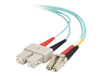 C2G LC-SC 10Gb 50/125 OM3 Duplex Multimode PVC Fiber Optic Cable (LSZH) - Nätverkskabel - SC-läge (multi-mode) (hane) till LC multiläge (hane) - 1 m - 1 m - fiberoptisk - duplex - 50/125 mikron - OM3 - halogenfri - havsblå 85531