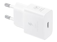 Samsung EP-T2510X - Strömadapter - med datakabel - 25 Watt - 3 A - PD 3.0, PD/PPS, SFC (24 pin USB-C) - på kabel: USB-C - vit EP-T2510XWEGEU