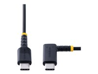 StarTech.com 1ft (30cm) USB C Charging Cable Right Angle, 60W PD 3A, Heavy Duty Fast Charge USB-C Cable, USB 2.0 Type-C, Durable and Rugged Aramid Fiber, S20/iPad/Pixel - High Quality USB Charging Cord (R2CCR-30C-USB-CABLE) - USB-kabel - 24 pin USB-C (hane) rak till 24 pin USB-C (hane) högervinklad - USB 2.0 - 3 A - 30 cm - svart R2CCR-30C-USB-CABLE