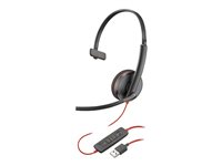 Poly Blackwire 3210 - Blackwire 3200 Series - headset - på örat - kabelansluten - USB-A - svart - Skype-certifierat, Cisco Jabber-certifierad, Avaya-certifierad 80S01A6