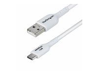StarTech.com 3m (9.8ft) White USB-A to USB-C Charging Cable/Cord, M/M - USB-kabel - USB (hane) till 24 pin USB-C (hane) - USB 2.0 - 3 A - 3 m - halogenfri, passiv, ladda och synka, USB Fast Charge (15W) - vit USB2AC3MNCWHE