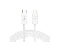 Belkin BoostCharge - USB-kabel - USB-C (hane) till USB-C (hane) - DC 48 V - 5 A - 1.5 m - USB-strömförsörjning (240W), braided - vit (paket om 2) BBD009HQ05WH2PK