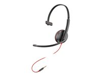 Poly Blackwire 3215 - Headset - på örat - kabelansluten - 3,5 mm kontakt - svart - Certifierad för Skype for Buisness, Avaya-certifierad, Cisco Jabber-certifierad, Optimerad för UC 85R05AA