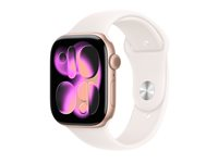 Apple Watch Series 11 (GPS + Cellular) - 46 mm - guldrosa aluminium - smart klocka med sportband - fluoroelastomer - lätt rouge - bandstorlek: M/L - 64 GB - LTE, Wi-Fi 4, UWB, Bluetooth - 5G - 36.9 g MFCJ4QN/A