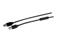 StarTech.com 15m / 50 ft Active USB 2.0 A to B Cable - Long 15 m USB Cable - 50 ft USB Printer Cable - 1x USB A (M), 1x USB B (M) - Black (USB2HAB50AC) - USB-kabel - USB typ B (hane) till USB (hane) - USB 2.0 - 15 m - aktiv - svart - för P/N: ICUSB232D USB2HAB50AC