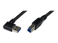 StarTech.com 1m Black SuperSpeed USB 3.0 Cable - Right Angle A to B - 3 ft USB 3 Cable - Right Angle USB 3.0 A (M) to USB 3.0 B (M) (USB3SAB1MRA) - USB-kabel - USB Type B (hane) till USB typ A (hane) - USB 3.0 - 1 m - formpressad, högervinklad kontakt - svart - för P/N: HB30A4AIB, HB30C4AIB, HB31C4AB, S351BMU33ET, S351BMU33ETG, S352BU313R, SDOCK2U313R USB3SAB1MRA