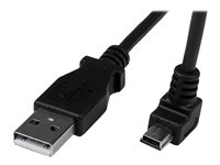StarTech.com Down Angle Mini USB Cable - 2m - Black - USB A to Mini USB B - USB to Mini USB Cable - Mini USB Charger - USB A to Mini B (USBAMB2MD) - USB-kabel - USB (hane) till mini-USB typ B (hane) - USB 2.0 - 2 m - 90° kontakt, formpressad - svart USBAMB2MD
