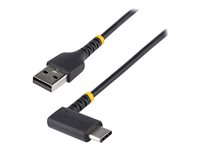 StarTech.com 6in (15cm) USB A to C Charging Cable Right Angle, Heavy Duty Fast Charge USB-C Cable, USB 2.0 A to Type-C, Durable and Rugged Aramid Fiber, 3A, S20/iPad/Pixel - High Quality Short USB Charging Cord (R2ACR-15C-USB-CABLE) - USB-kabel - USB (hane) rak till 24 pin USB-C (hane) högervinklad - Thunderbolt 3 / USB 2.0 - 3 A - 15 cm - svart R2ACR-15C-USB-CABLE