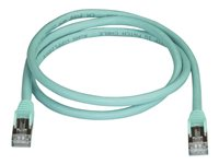 StarTech.com 1m CAT6A Ethernet Cable, 10 Gigabit Shielded Snagless RJ45 100W PoE Patch Cord, CAT 6A 10GbE STP Network Cable w/Strain Relief, Aqua, Fluke Tested/UL Certified Wiring/TIA - Category 6A - 26AWG (6ASPAT1MAQ) - Patch-kabel - RJ-45 (hane) till RJ-45 (hane) - 1 m - STP - CAT 6a - formpressad, hakfri - havsblå 6ASPAT1MAQ