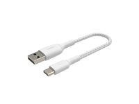 Belkin BoostCharge - USB-kabel - 24 pin USB-C (hane) till USB (hane) - 15 cm - vit CAB002BT0MWH