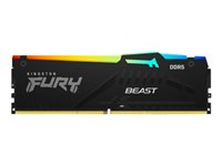 Kingston FURY Beast RGB - DDR5 - sats - 64 GB: 4 x 16 GB - DIMM 288-pin - 6000 MT/s / PC5-48000 - CL40 - 1.35 V - ej buffrad - on-die ECC - svart KF560C40BBAK4-64