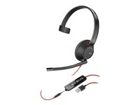 Poly Blackwire 5210 - Headset - på örat - kabelansluten - USB, 3,5 mm kontakt - svart - Certifierad för Microsoft-teams, Certifierad för Skype for Buisness, Cisco Jabber-certifierad, Avaya-certifierad 80R98A6