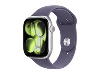 Apple Watch Series 11 (GPS) - 46 mm - silveraluminium - smart klocka med sportband - fluoroelastomer - lila dimma - bandstorlek: M/L - 64 GB - Wi-Fi 4, UWB, Bluetooth - 37.8 g MEVA4QN/A