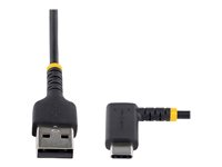 StarTech.com 6ft (2m) USB A to C Charging Cable Right Angle, Heavy Duty Fast Charge USB-C Cable, USB 2.0 A to Type-C, Durable and Rugged Aramid Fiber, 3A, S20/iPad/Pixel - High Quality USB Charging Cord (R2ACR-2M-USB-CABLE) - USB-kabel - USB (hane) rak till 24 pin USB-C (hane) högervinklad - Thunderbolt 3 / USB 2.0 - 3 A - 2 m - USB Power Delivery (60W) - svart R2ACR-2M-USB-CABLE