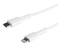 StarTech.com 1m tålig, vitt USB-C till Blixtkabel - Hård, tålig aramifiber USB typ A till Blixtladdare/synkron strömsladd - Apple MFi-certifierad iPad/iPhone 12 - Lightning-kabel - Lightning hane till USB-C hane - 1 m - vit RUSBCLTMM1MW