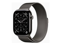 Apple Watch Series 11 (GPS + Cellular) - 46 mm - skiffer titan - smart klocka med milanesisk loop - nät av rostfritt stål - skiffer - bandstorlek: S/M - 64 GB - Bluetooth, LTE, Wi-Fi 4, UWB - 5G - 43.1 g MFD34QN/A
