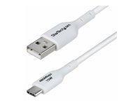 StarTech.com 2m (6.6ft) White USB-A to USB-C Charging Cable/Cord, M/M - USB-kabel - USB (hane) till 24 pin USB-C (hane) - USB 2.0 - 3 A - 2 m - halogenfri, passiv, ladda och synka, USB Fast Charge (15W) - vit USB2AC2MNCWHE