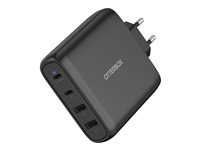 OtterBox Standard - Strömadapter - 100 Watt - Fast Charge, PD - 4 utdatakontakter (2 x USB-C, 2 x 9-stifts USB typ A) - svart - Europa (undantaget Storbritannien) 78-81343